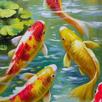 彩色錦鯉逆流而上-圖心38.4X79.4cm-含框尺寸45X86cm-4.jpg